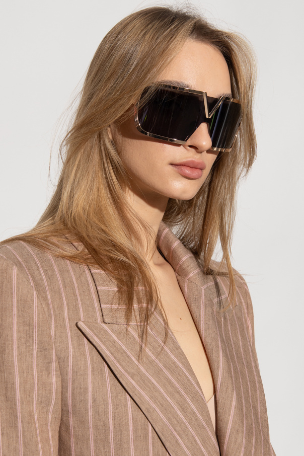 Valentino V-romask Shield Sunglasses In Gray