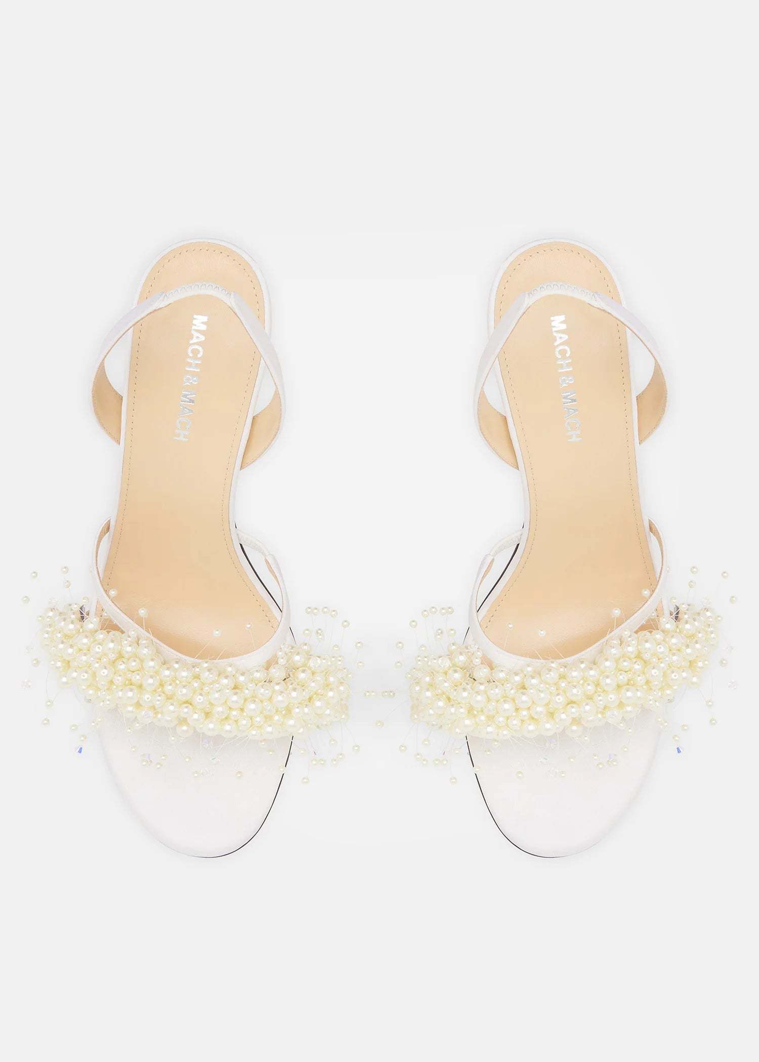 Machmach Round Toe High Heel Sandals In White