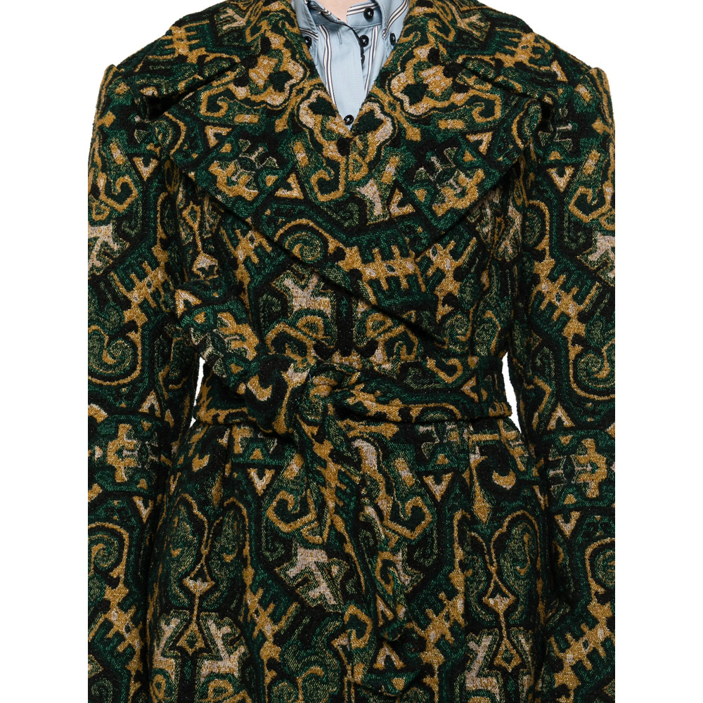 Dries Van Noten Belted Coat In Green