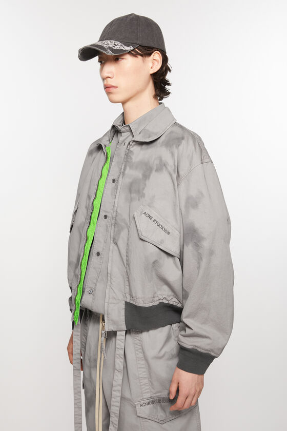 Acne Studios Logo-embroidered Bomber Jacket In Gray