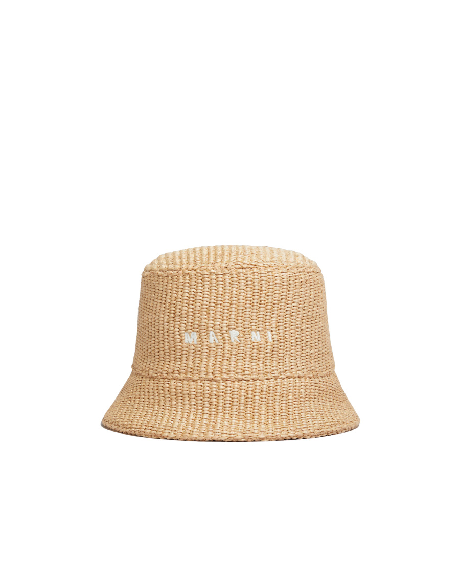 Shop Marni Logo-embroidered Bucket Hat In Nude