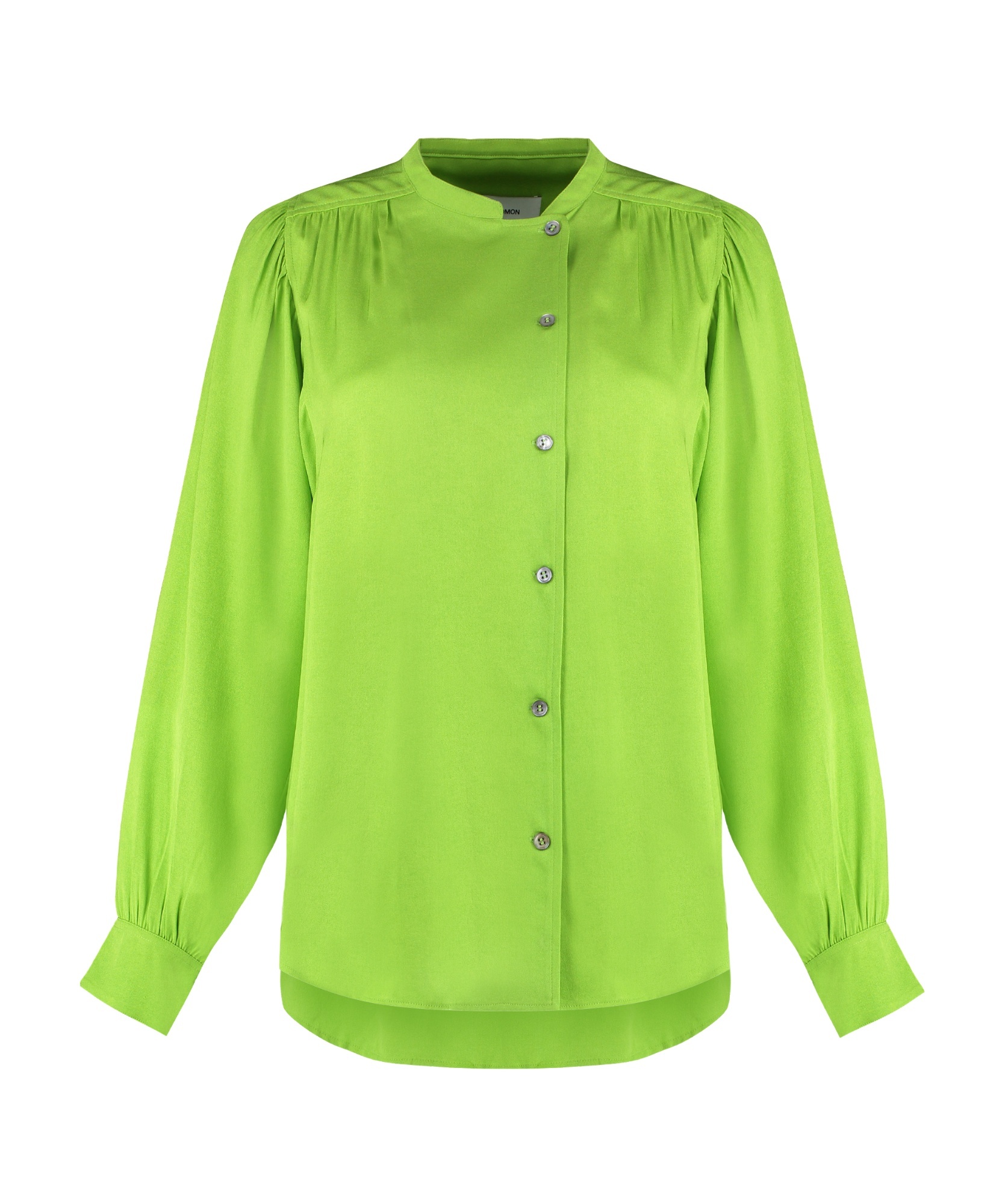 Yves Salomon Gathered-detail Off-centre Blouse In Green