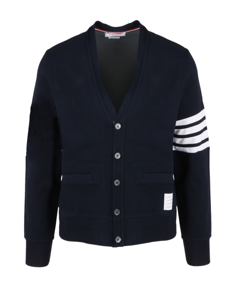 Shop Thom Browne 4-bar V-neck Cardigan In Black
