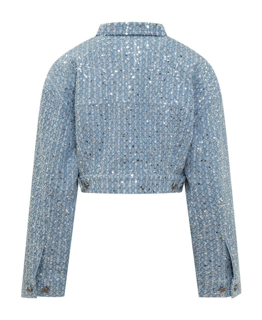 Rotate Birger Christensen Sequined Biker Jacket In Blue