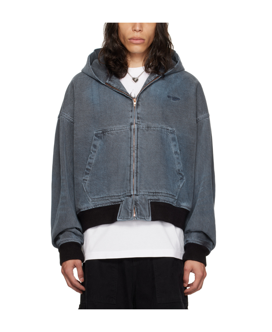 We11 Done Logo Zipper Cotton Suit In Gray