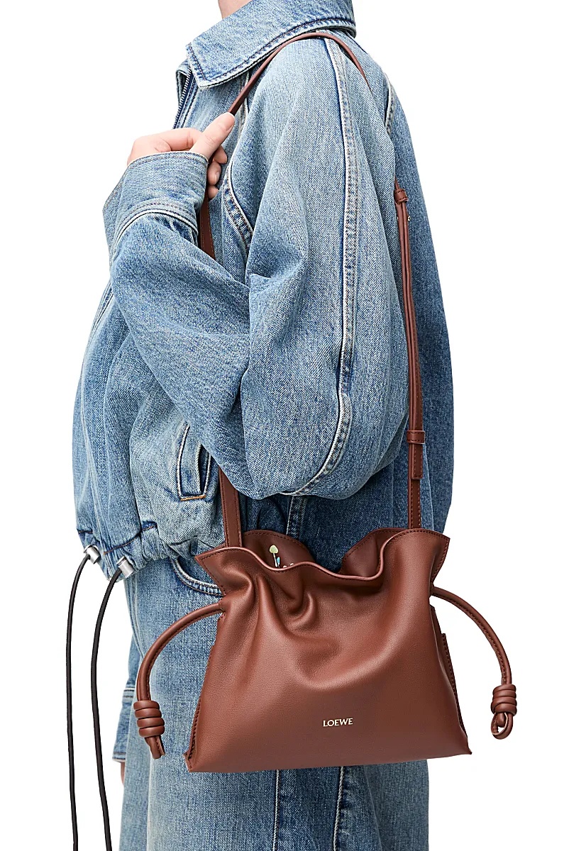 Loewe Mini Puzzle Leather Shoulder Bag In Brown
