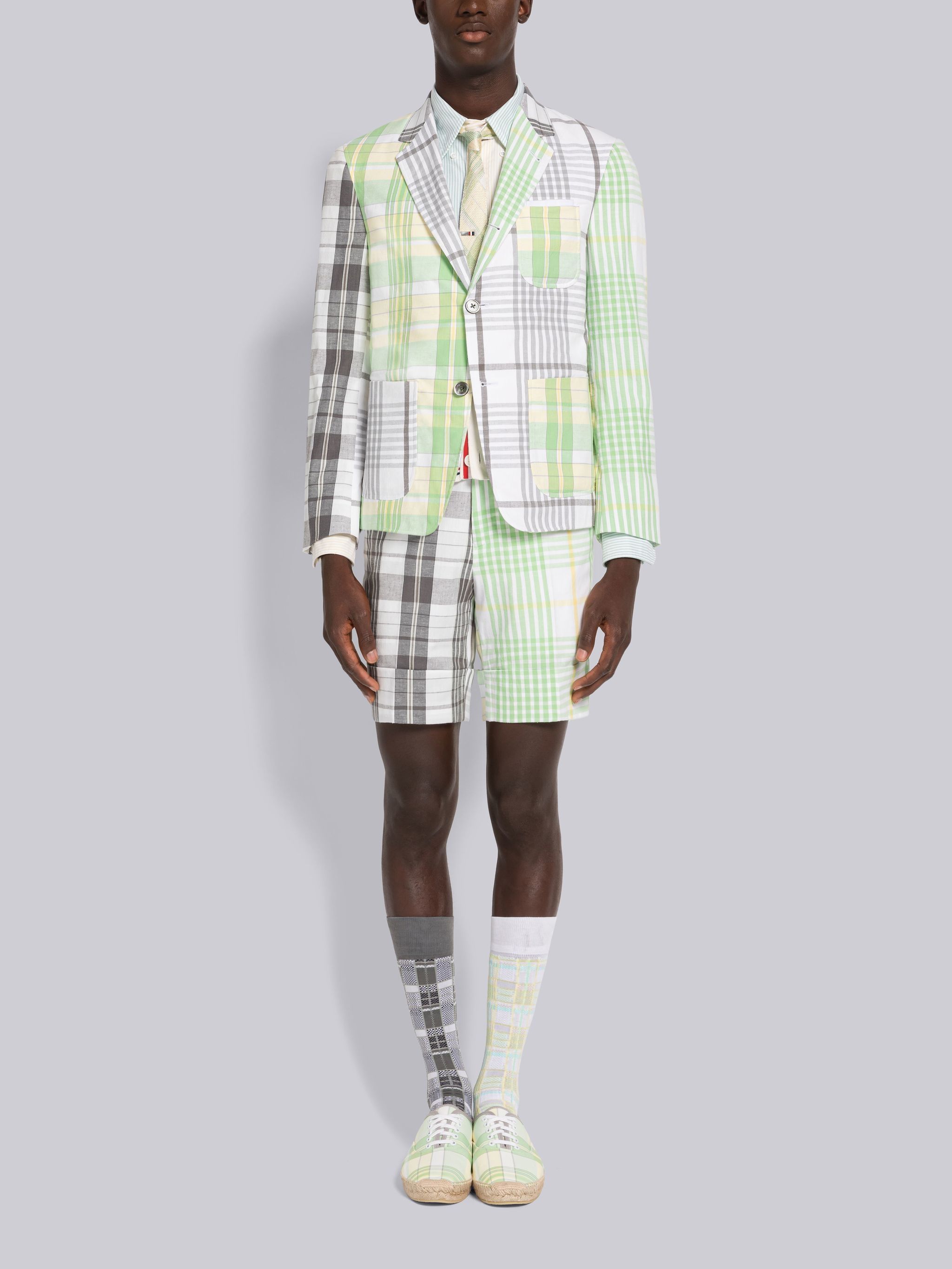 Thom Browne Checked Single-breasted Blazer In White