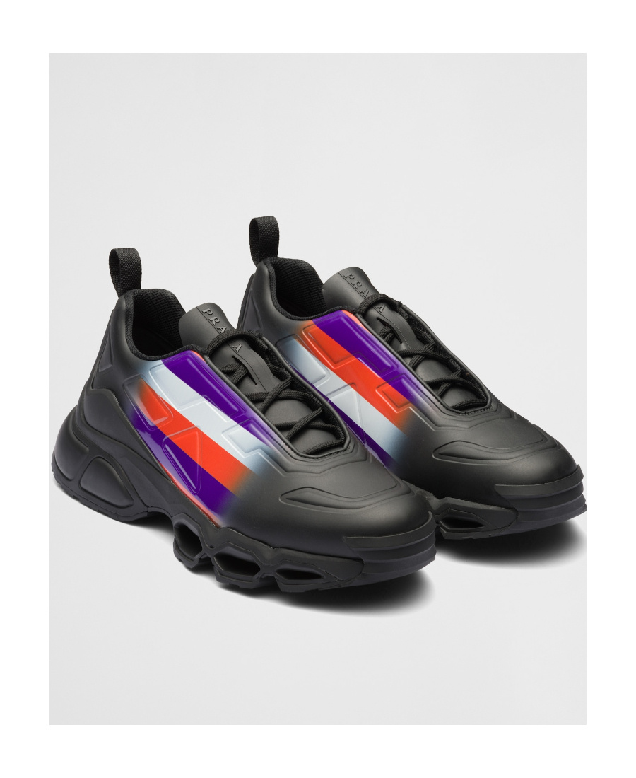 Prada Bold Design Rubber Cross Sneakers In Black