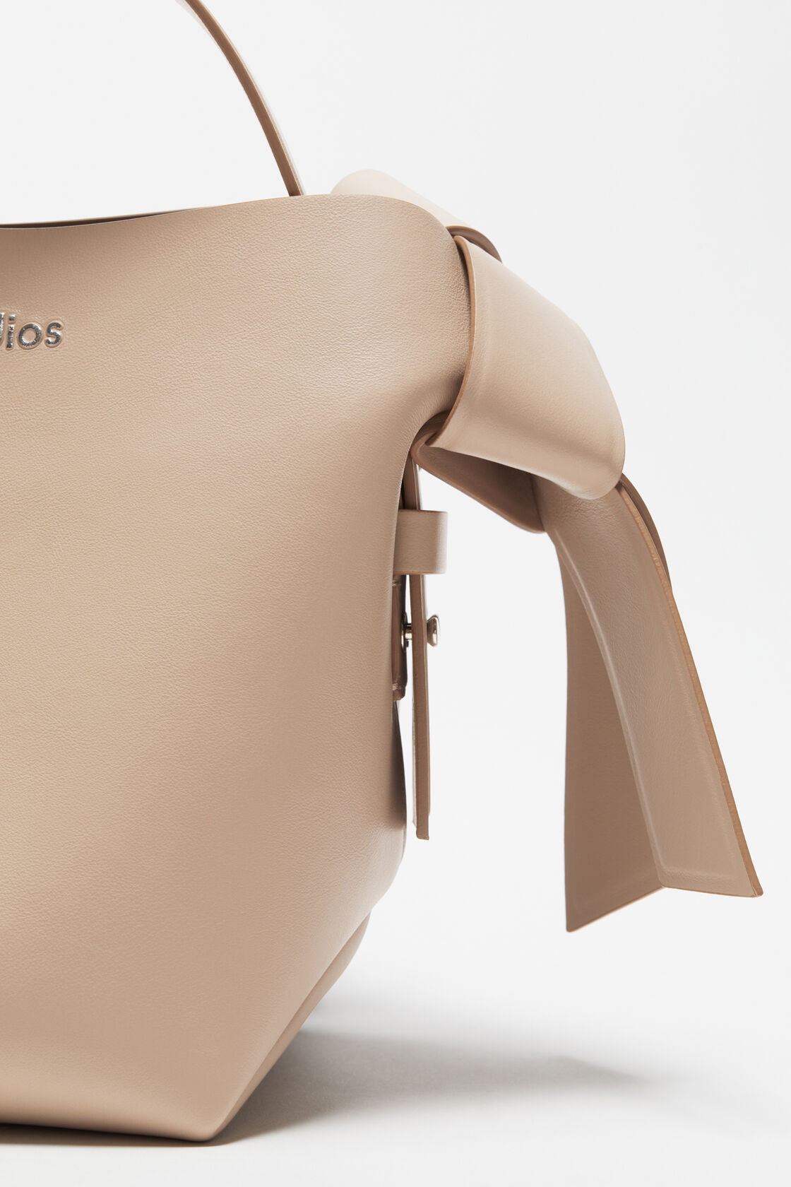 Acne Studios Mini Musubi Leather Top Handle Bag In Nude