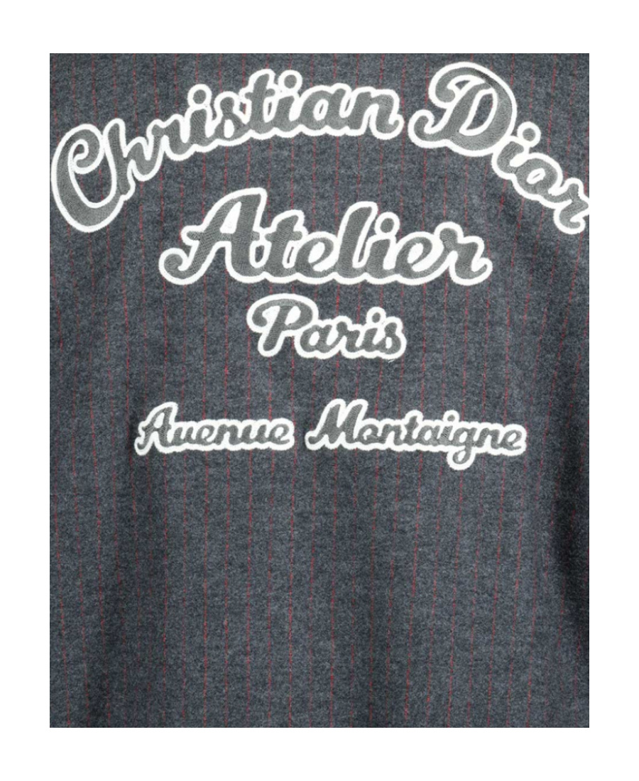 Dior Dark Gray Atelier Baseball Jacket In Black