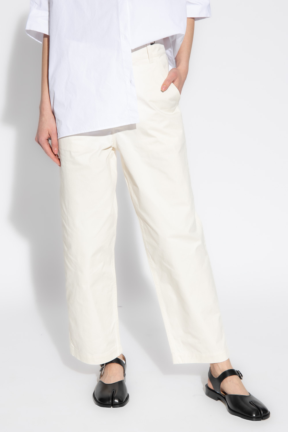 MAISON KITSUNÉ EMBROIDERED-LOGO COTTON PANTS