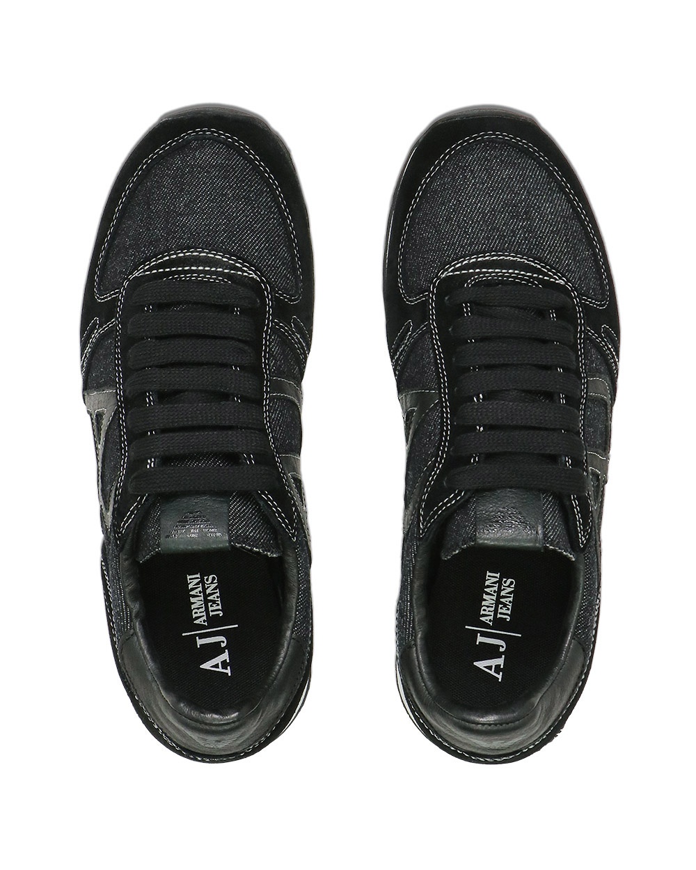 Armani Jeans Logo Details Casual Sneakers In Black