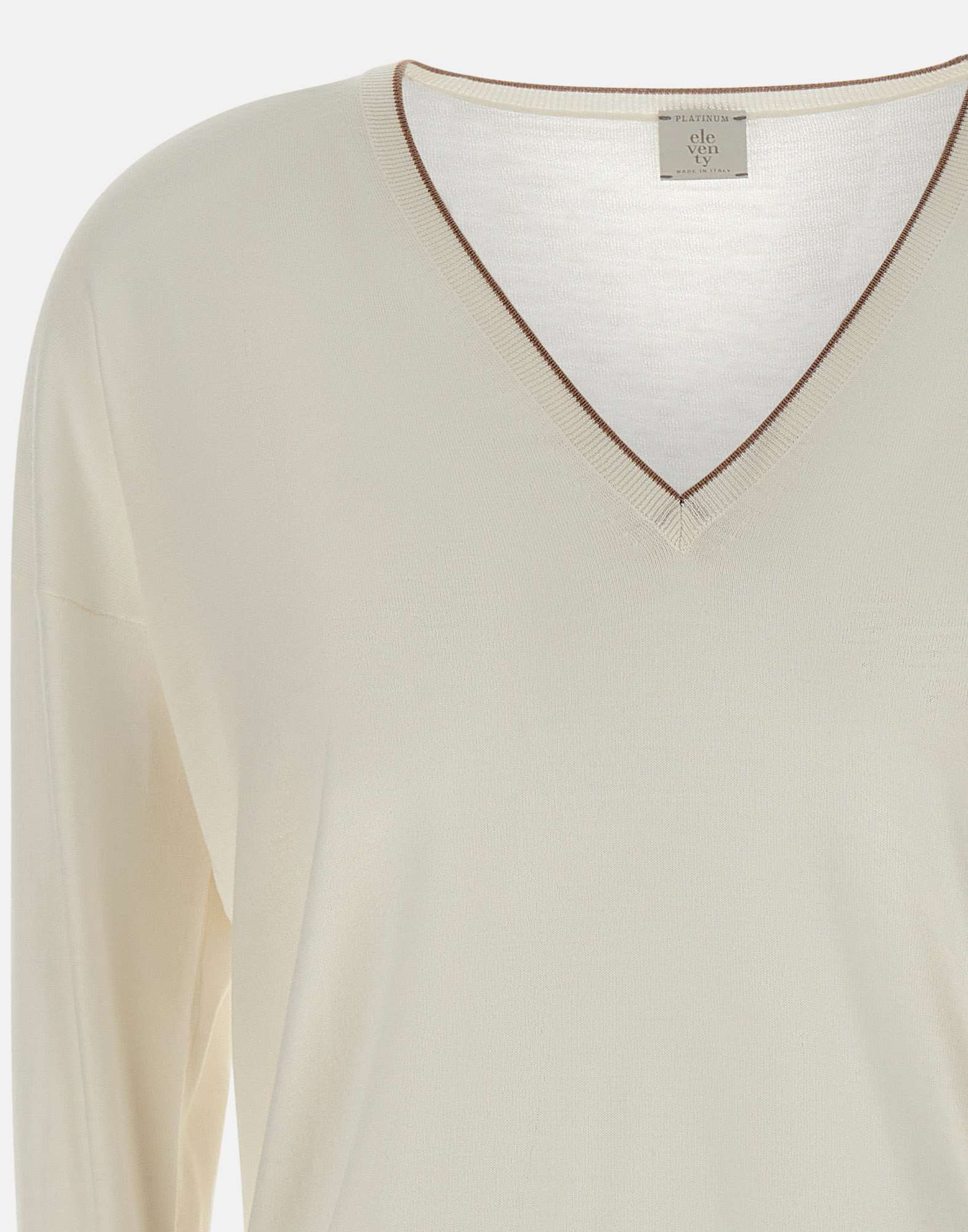 Eleventy V-neck Long-sleeved Sweater In Neutral