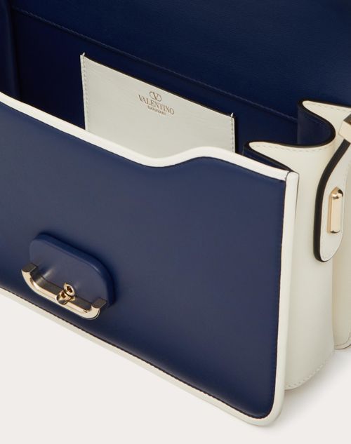 Valentino Vlogo Letter Two-tone Bag In Blue