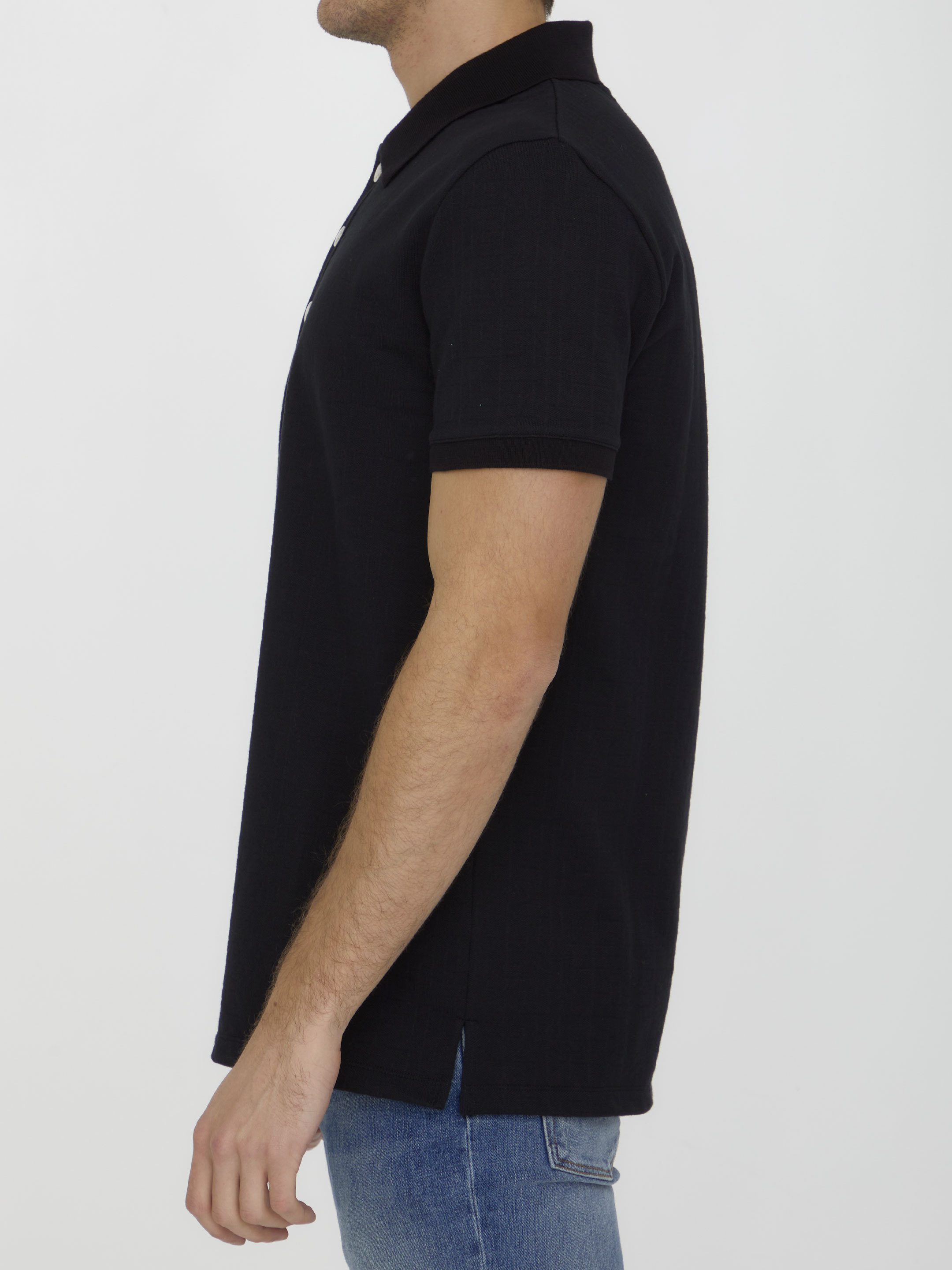 Shop Balmain Embossed-buttons Polo Shirt In Black