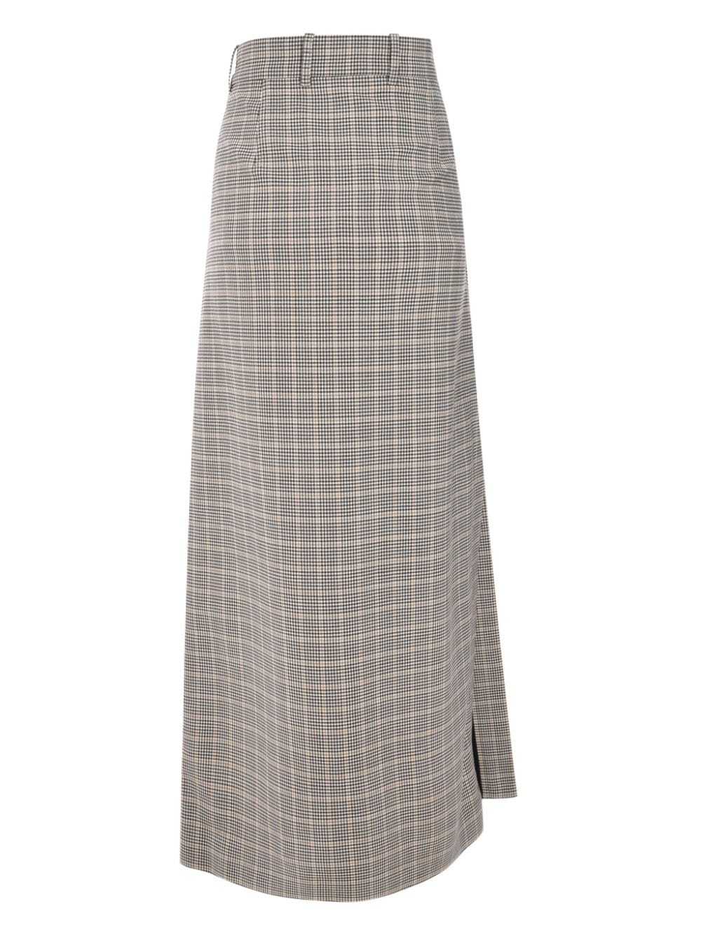 Shop Rabanne Checked Midi Skirt In Gray