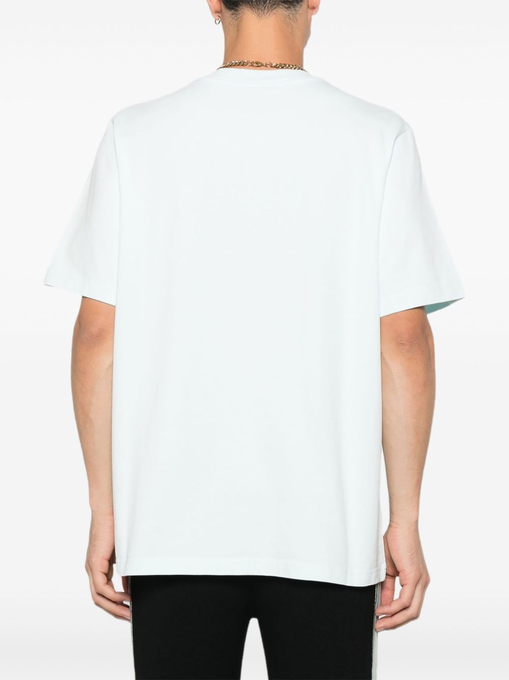 Casablanca Short-sleeved T-shirt In Light Blue Cotton With Graphic Print In Blue