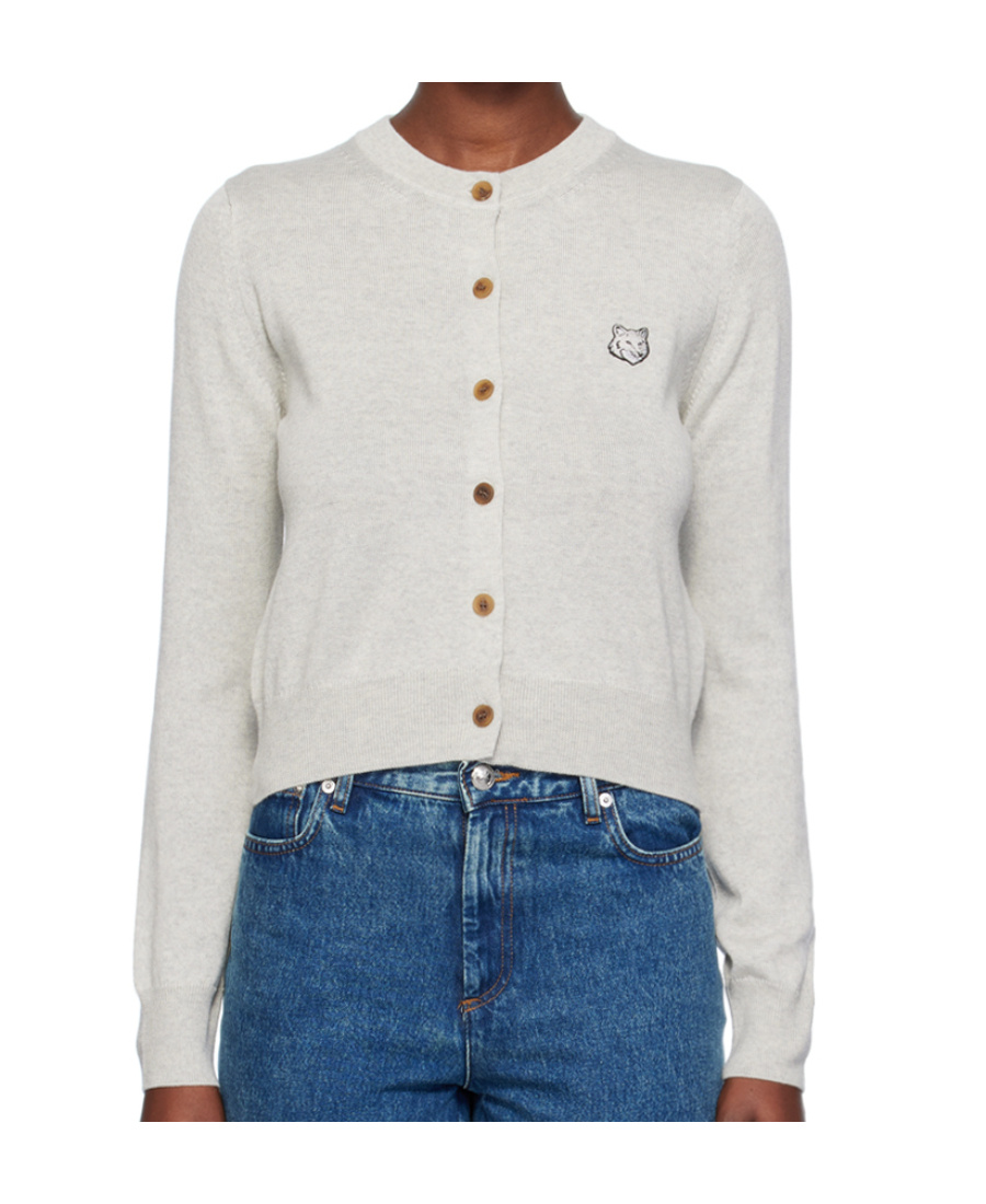 MAISON KITSUNÉ BOLD FOX HEAD WOOL CARDIGAN
