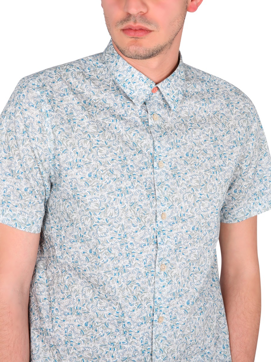 Ps By Paul Smith Graphic-print Stretch-cotton Shirt In White
