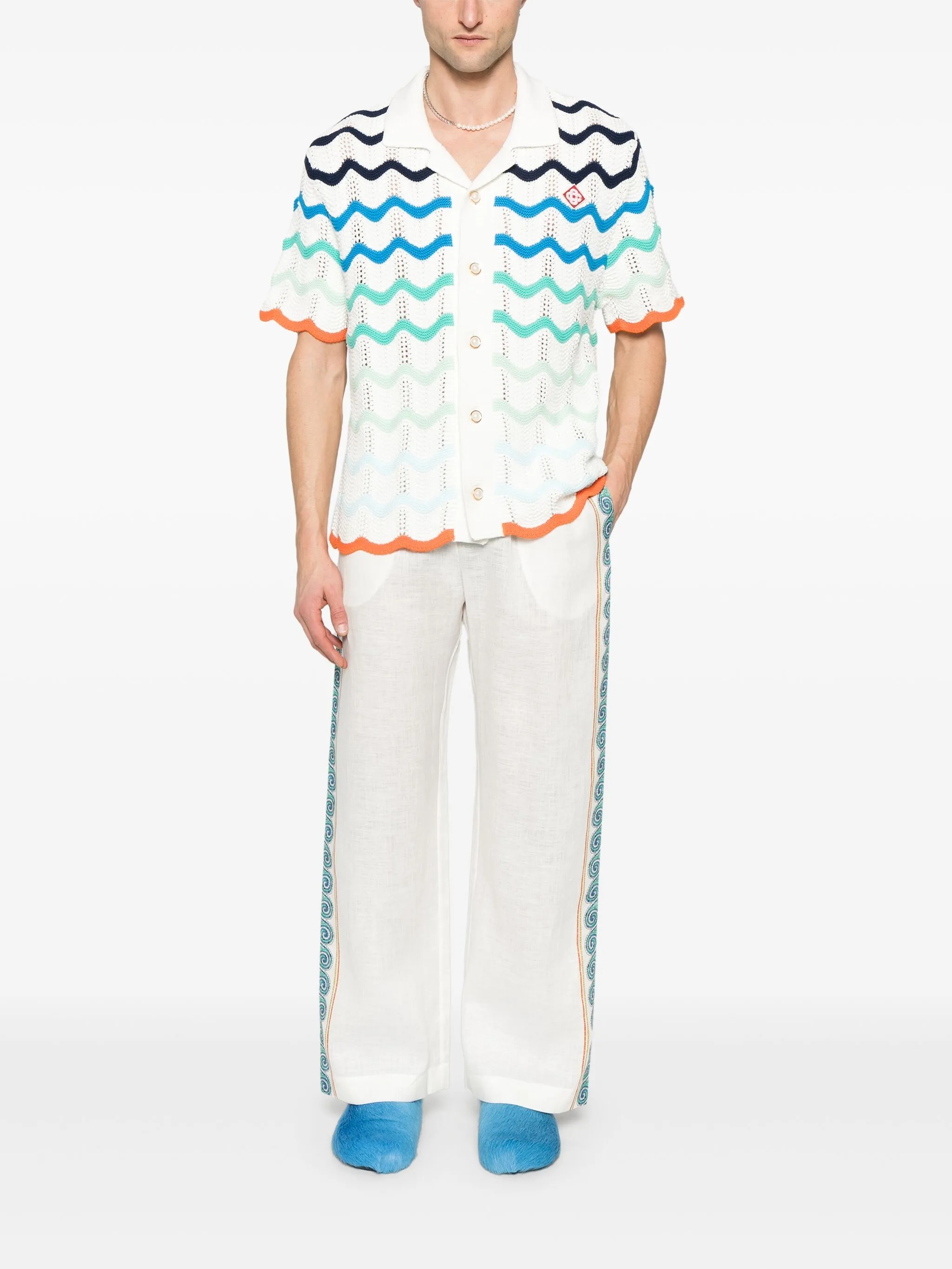 Casablanca Drawstring Waist Casual Pants In White