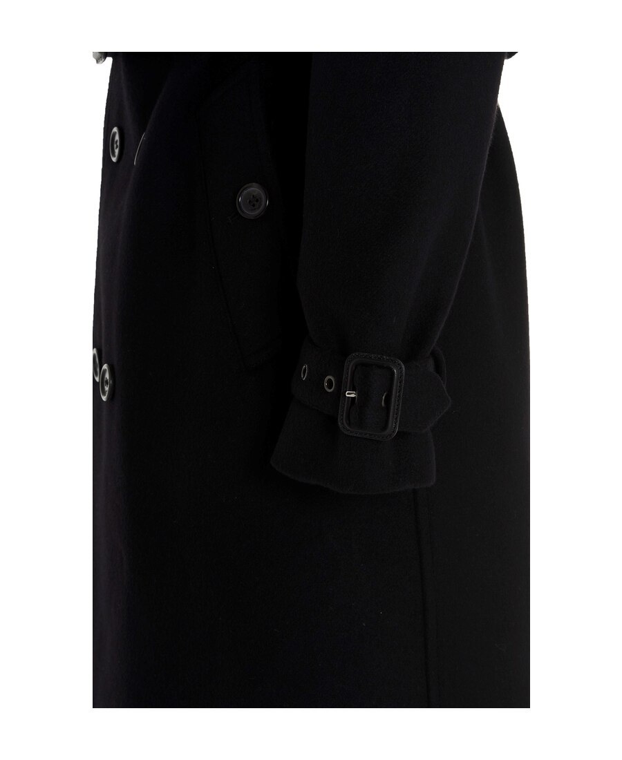 Saint Laurent Double-breasted Belted Coat In Black