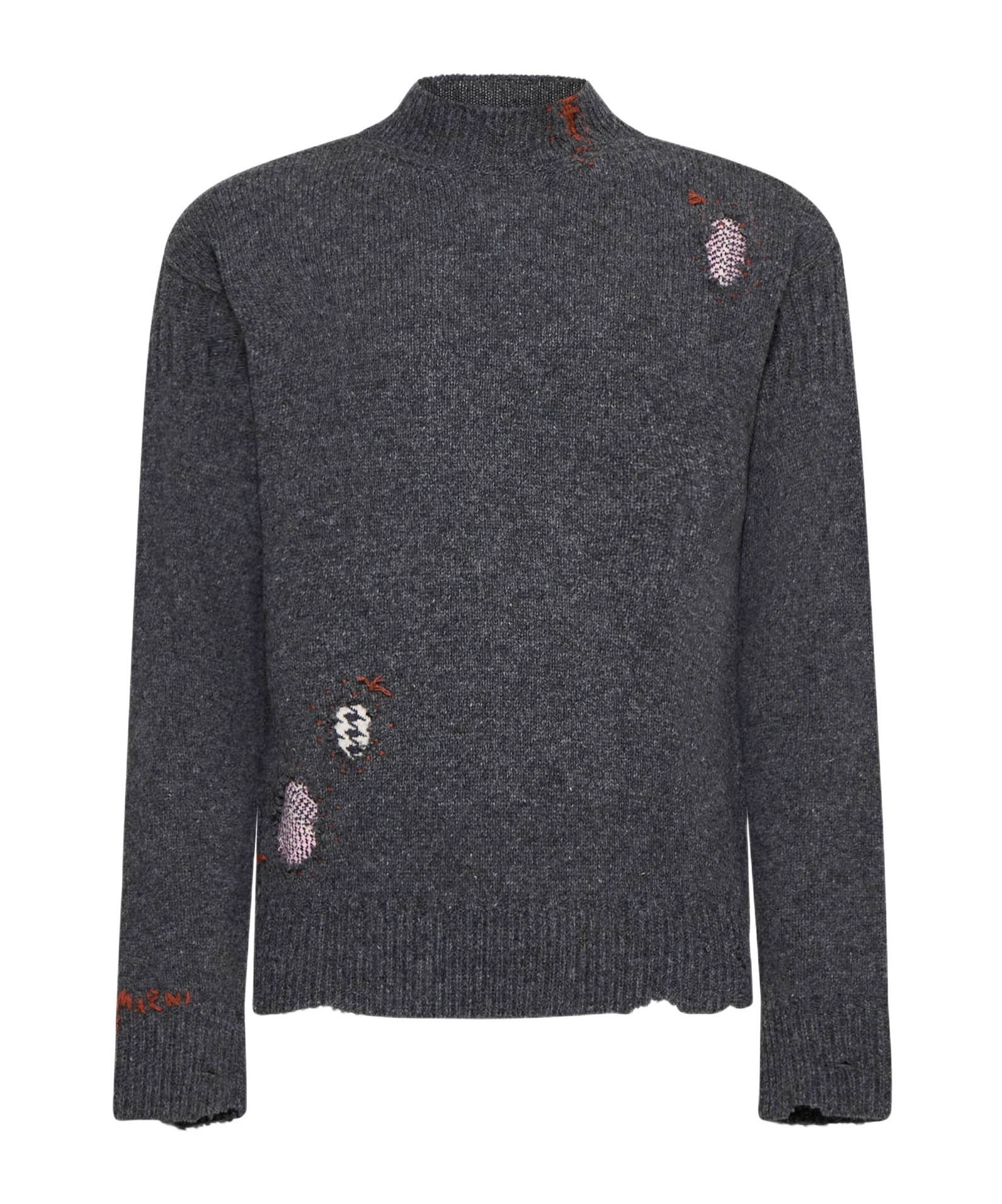 Marni Shetland Ripped-detail Jumper In Black