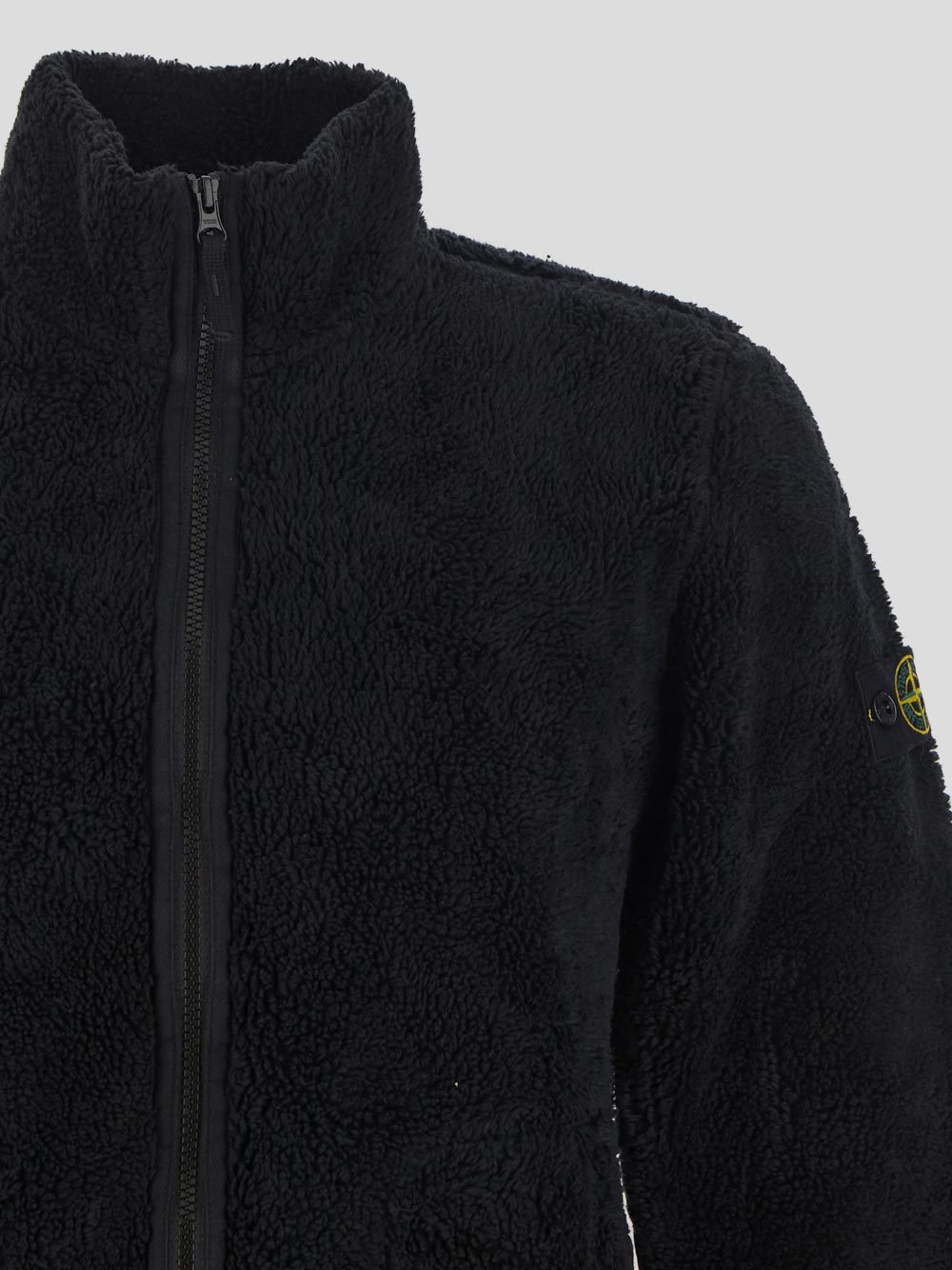 Stone Island Compass-badge Faux-shearling Jacket In Black
