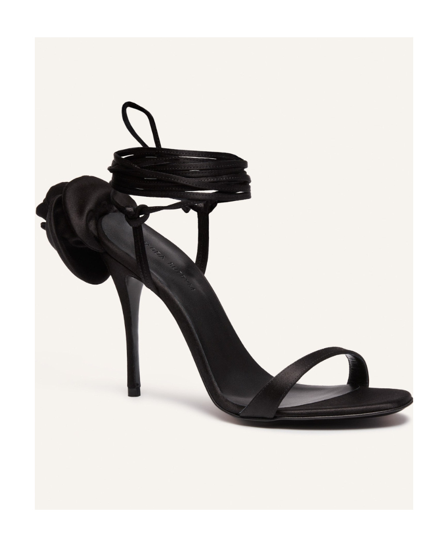 Magda Butrym Wrap Around Double Flower Sandals In Black