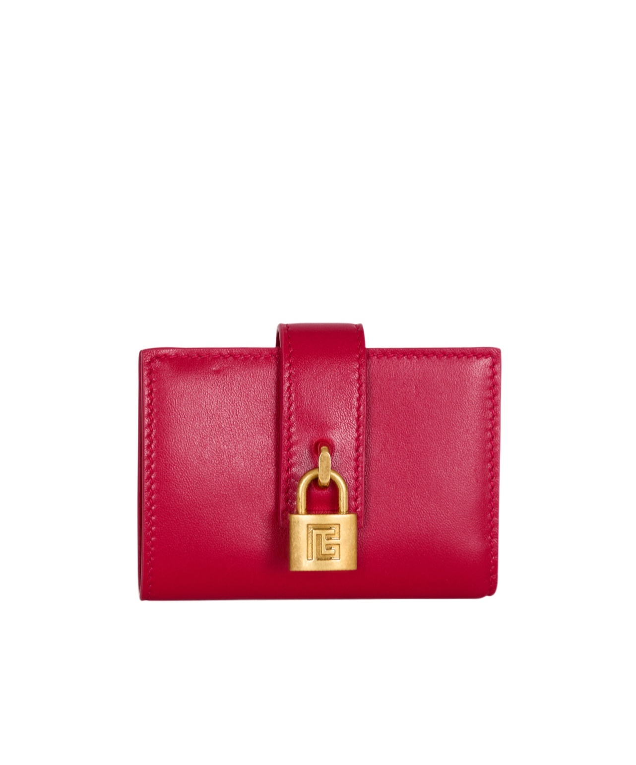 Balmain Pulse Leather Purse In Pink