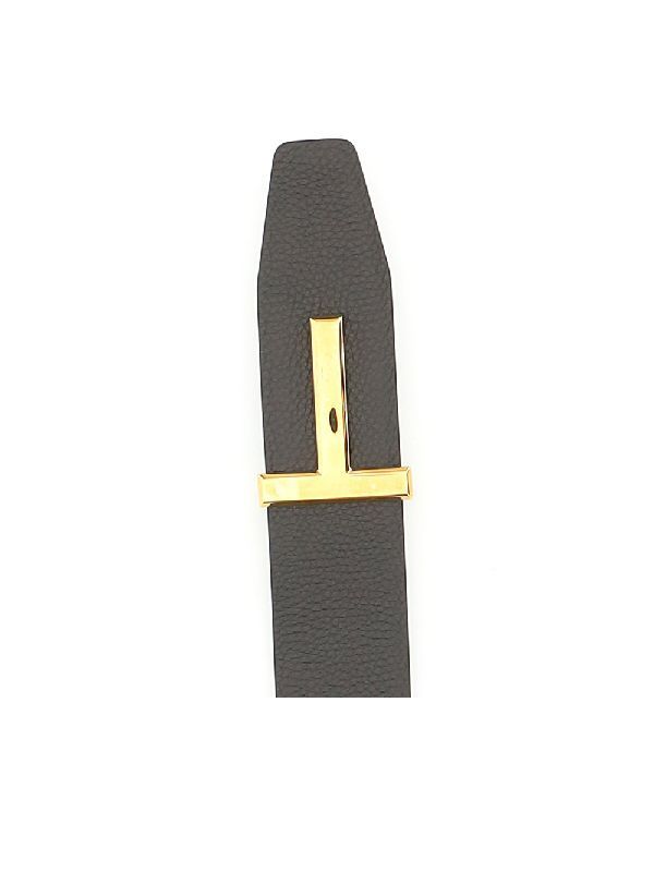 Tom Ford Double-sided T-marked Leather Belt In Black
