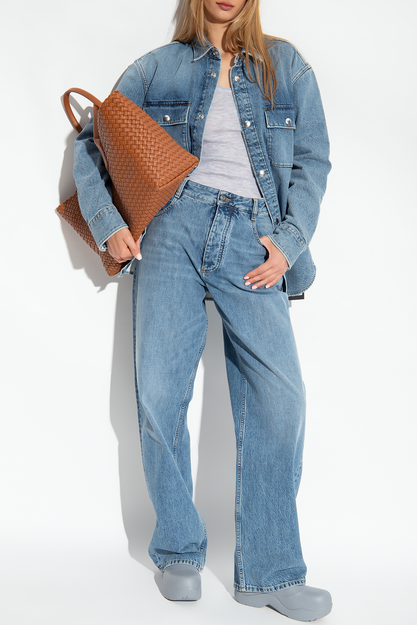 Shop Bottega Veneta Vintage Medium Indigo Denim Shirt In Blue