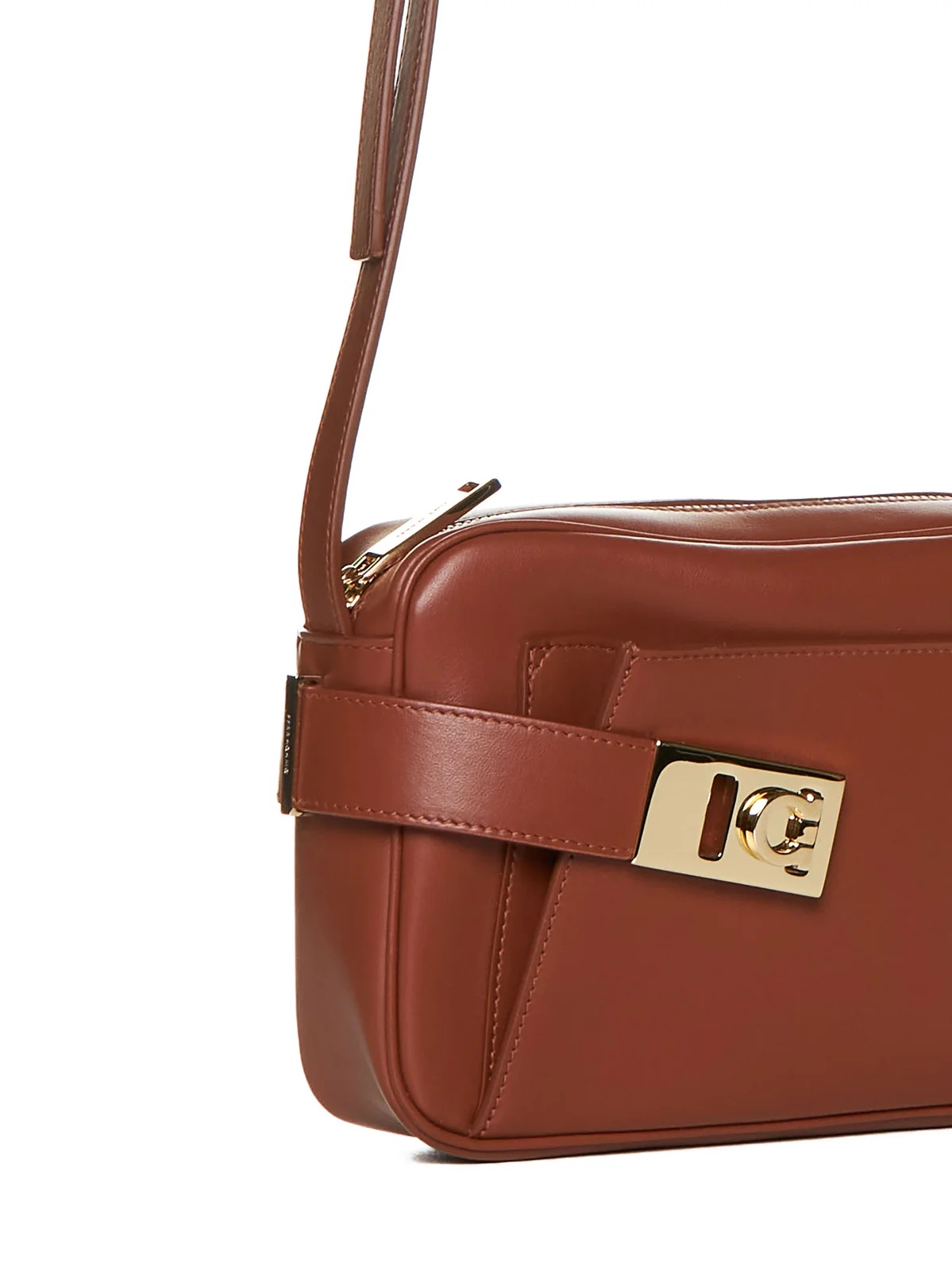 Shop Ferragamo Logo Camera Cross-body Bag In Brown