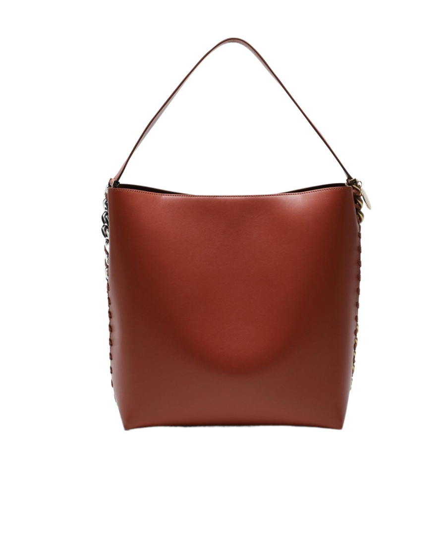 Stella Mccartney Chain Link Open Top Shoulder Bag In Brown