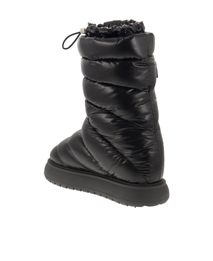 Shop Moncler Logo Motif Patch Puffer Boots In Black