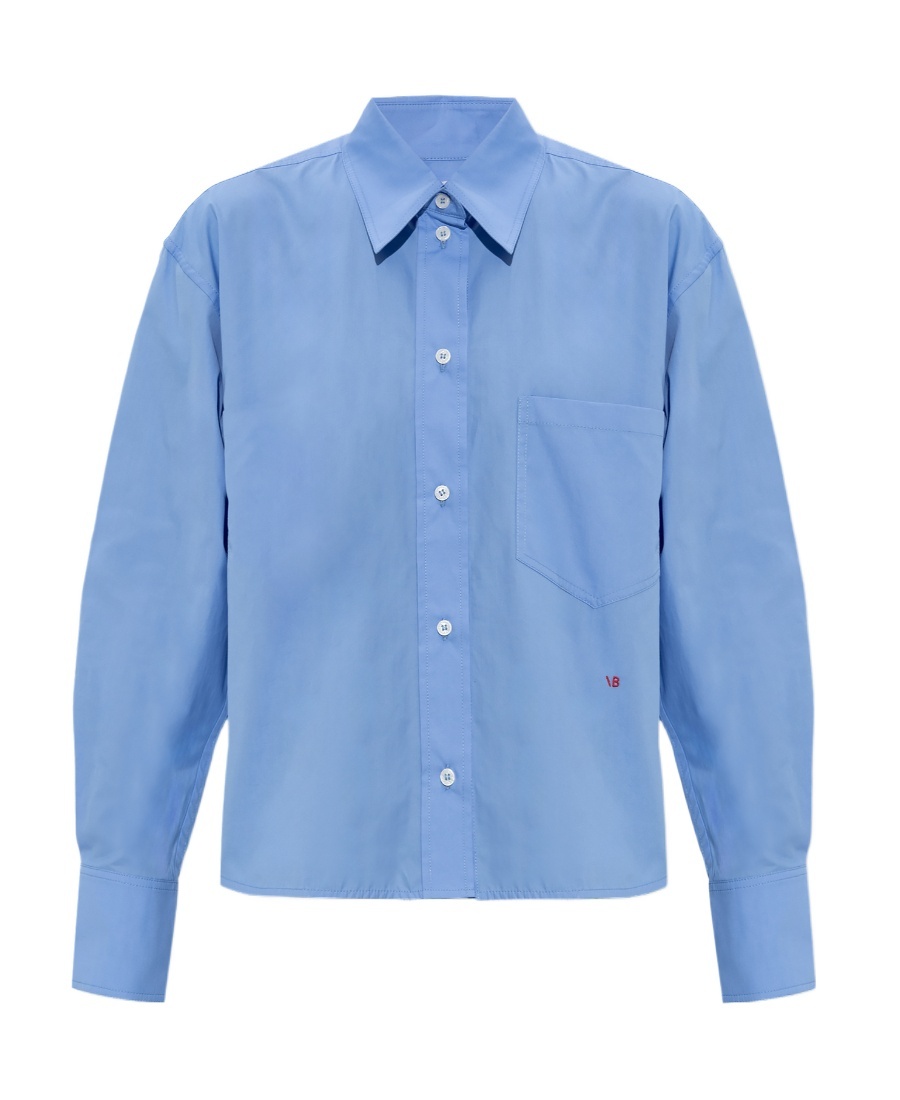 Victoria Beckham Shirt Cropped Long Sleeves In Blue