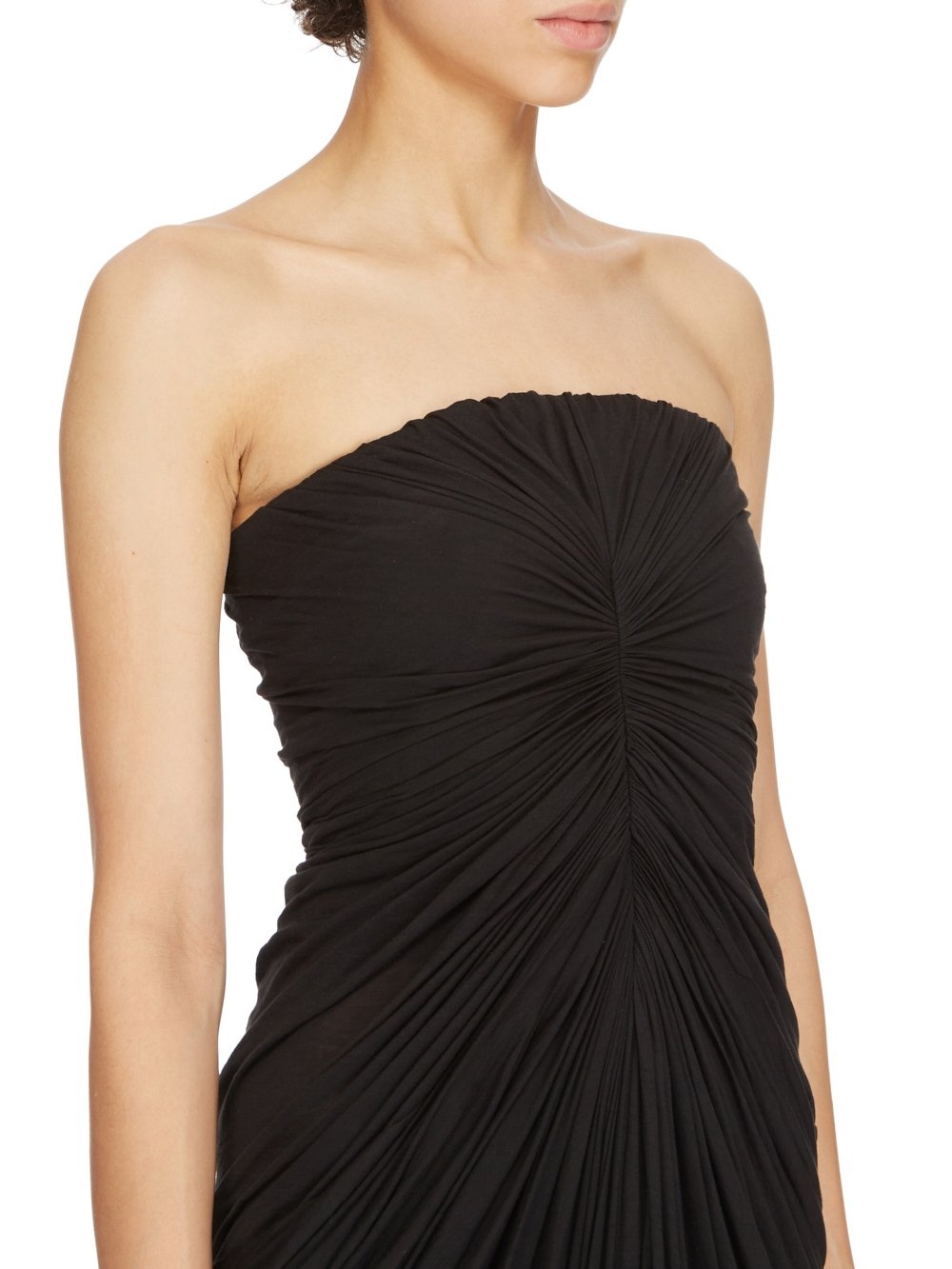 Rick Owens Radiance Ruched Cotton Gown In Black