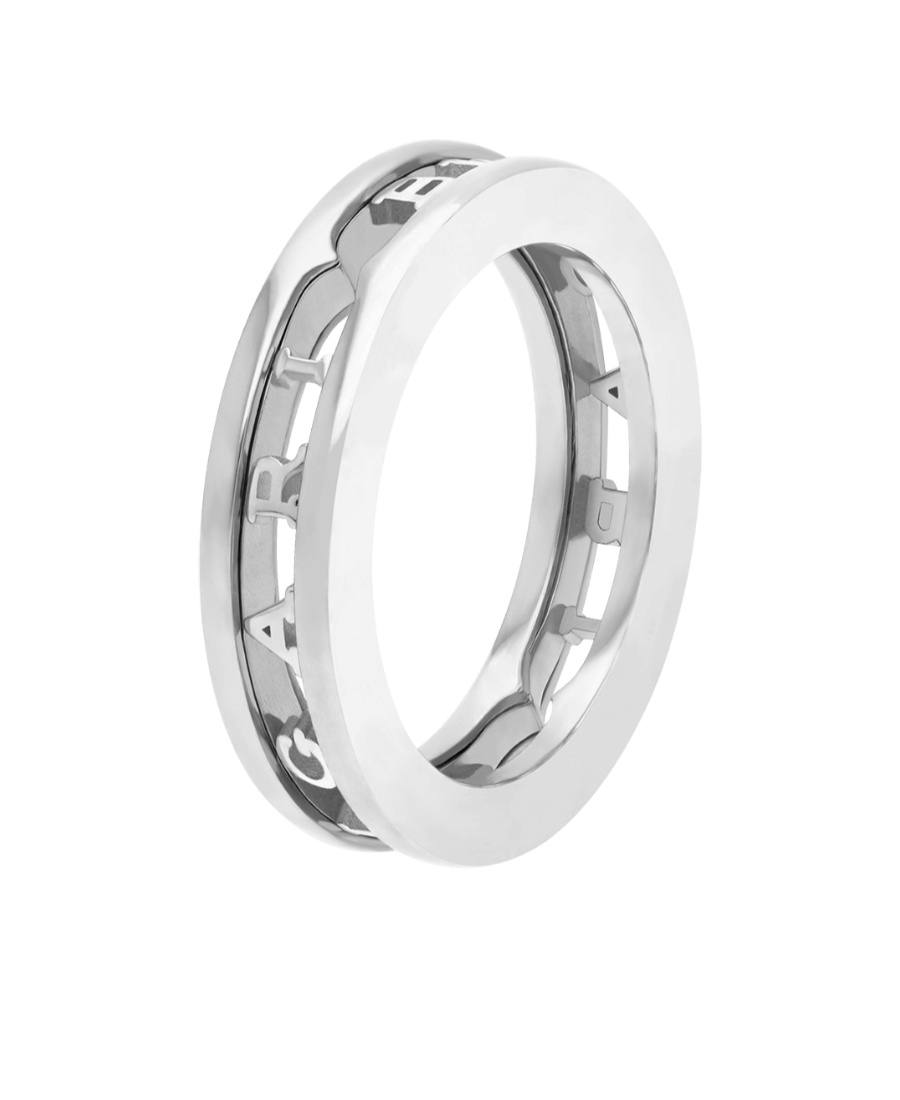 Bvlgari B. Zero1logo Carved Ring In White