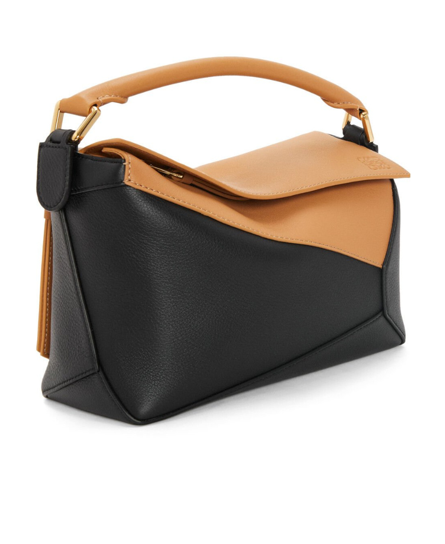 Loewe Small Leather Puzzle Edge Top-handle Bag In Black