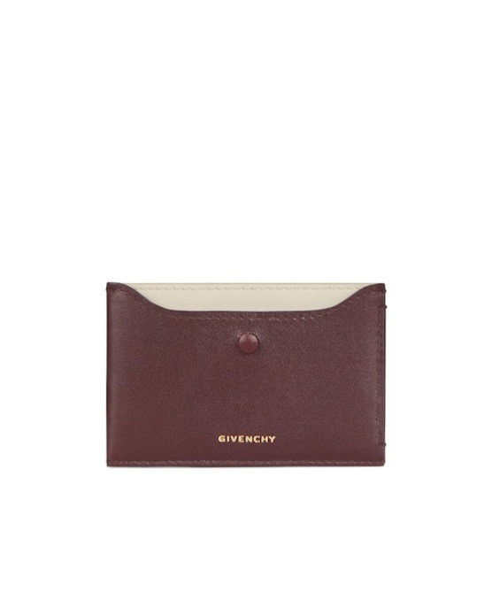 Givenchy Day Card Holder In Shiny Leather In Burgundy