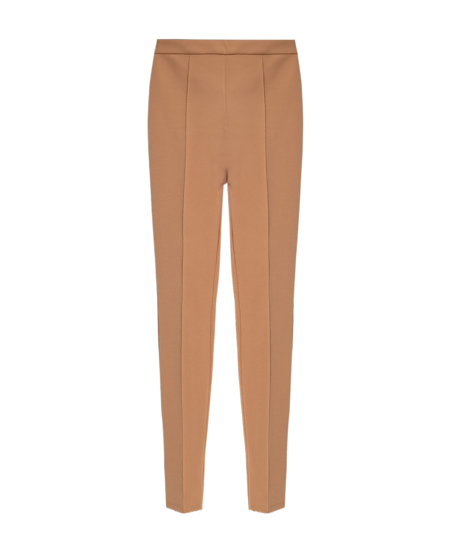 Max Mara Straight-leg Tailored Cotton Pants With Structured Waistband In Brown