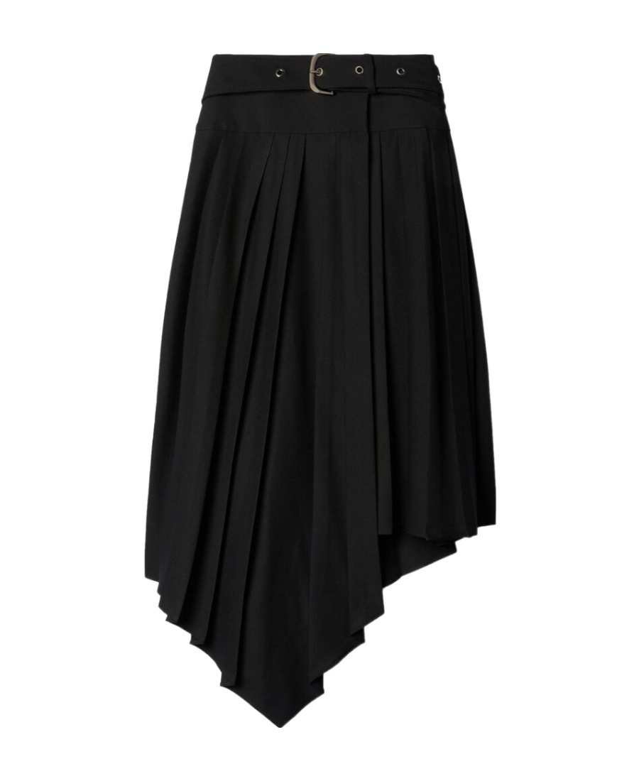 Off-white Off White Belted Pleated Skirt In Black