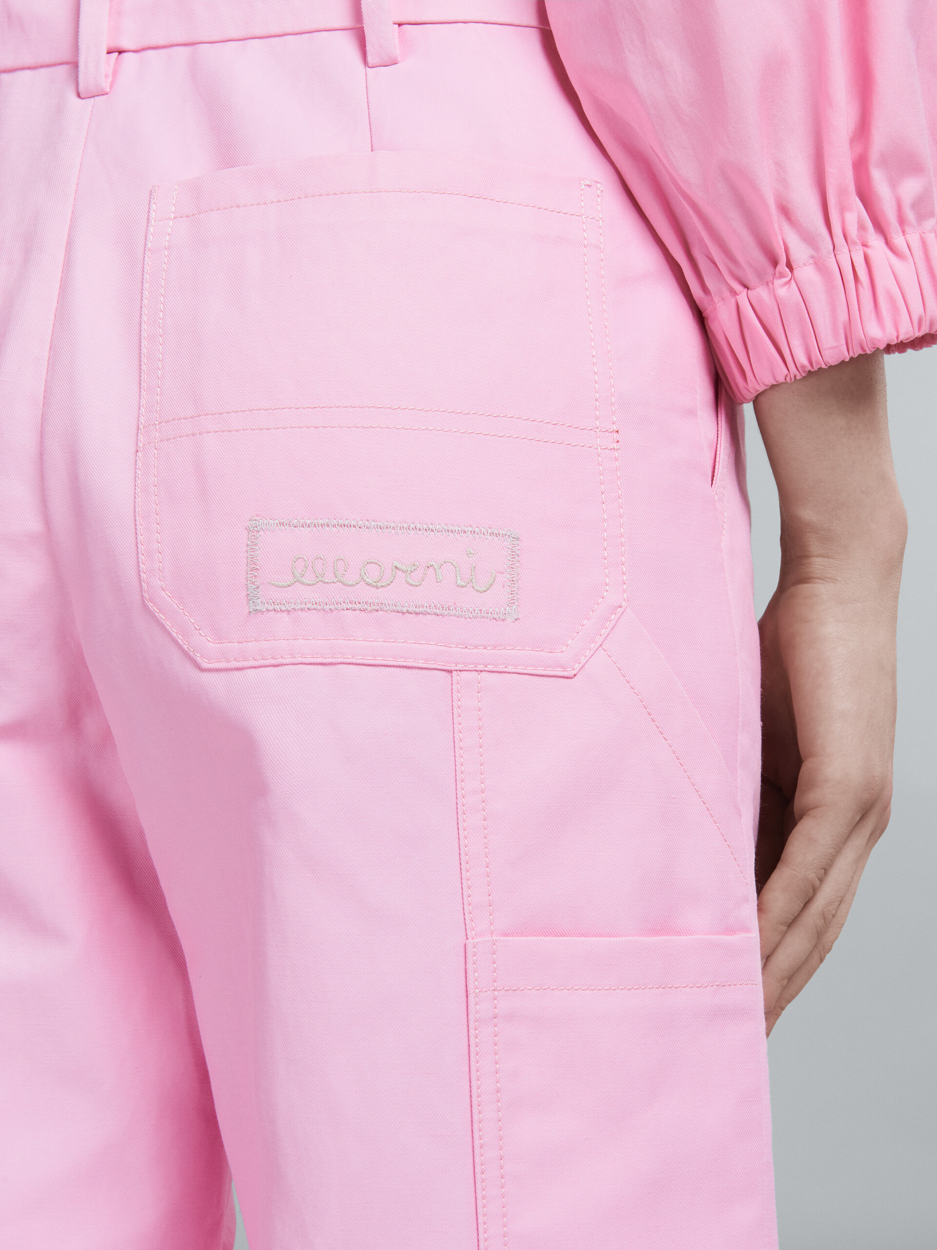 Marni Embroidered-logo Straight-leg Trousers In Pink