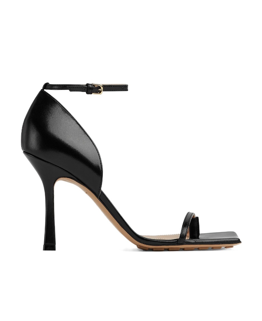 Bottega Veneta Square-headed High-heeled Sandals In Black