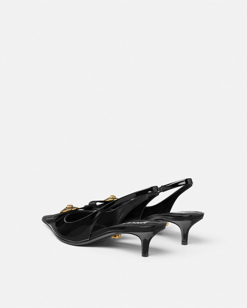 Versace Gianni Ribbon Patent Slingback Pumps 45 Mm
