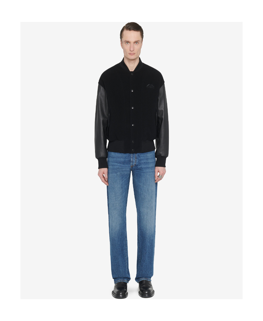 Alexander Mcqueen Seal-appliqué Bomber Jacket In Black