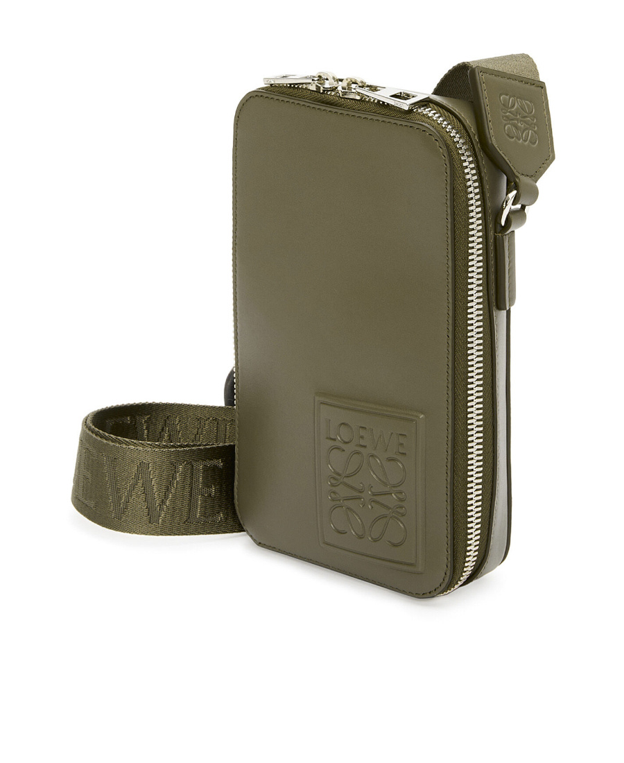 Loewe Satin Vertical Shoulder Bag In Green