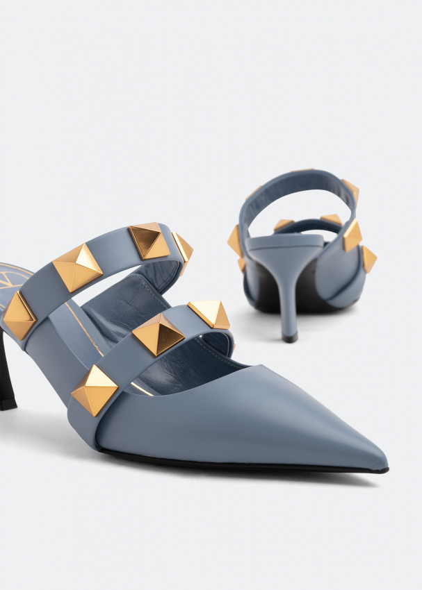 Valentino Logo Muller Shoes In Gray