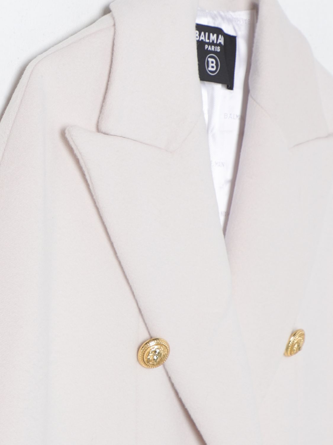 Balmain Lapel Coat In White