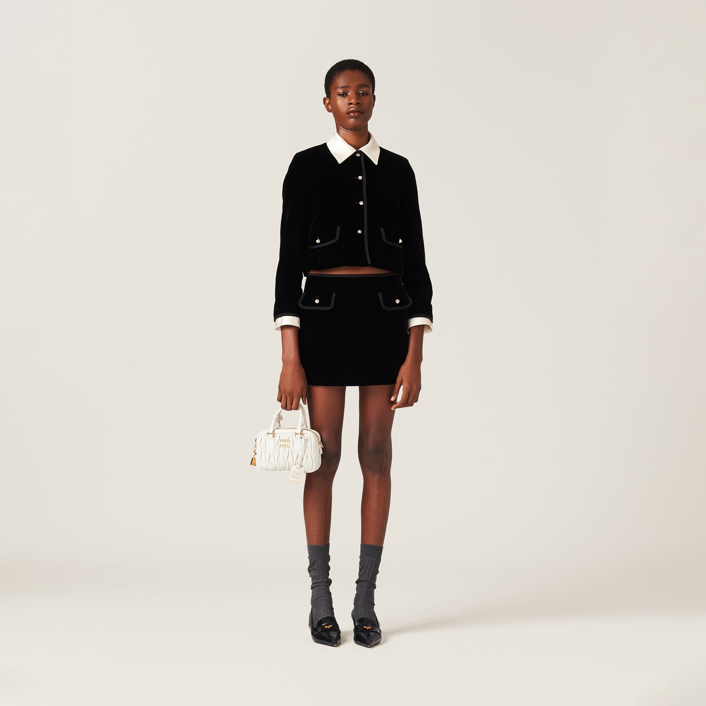 Miu Miu Velvet Mini Skirt In Black