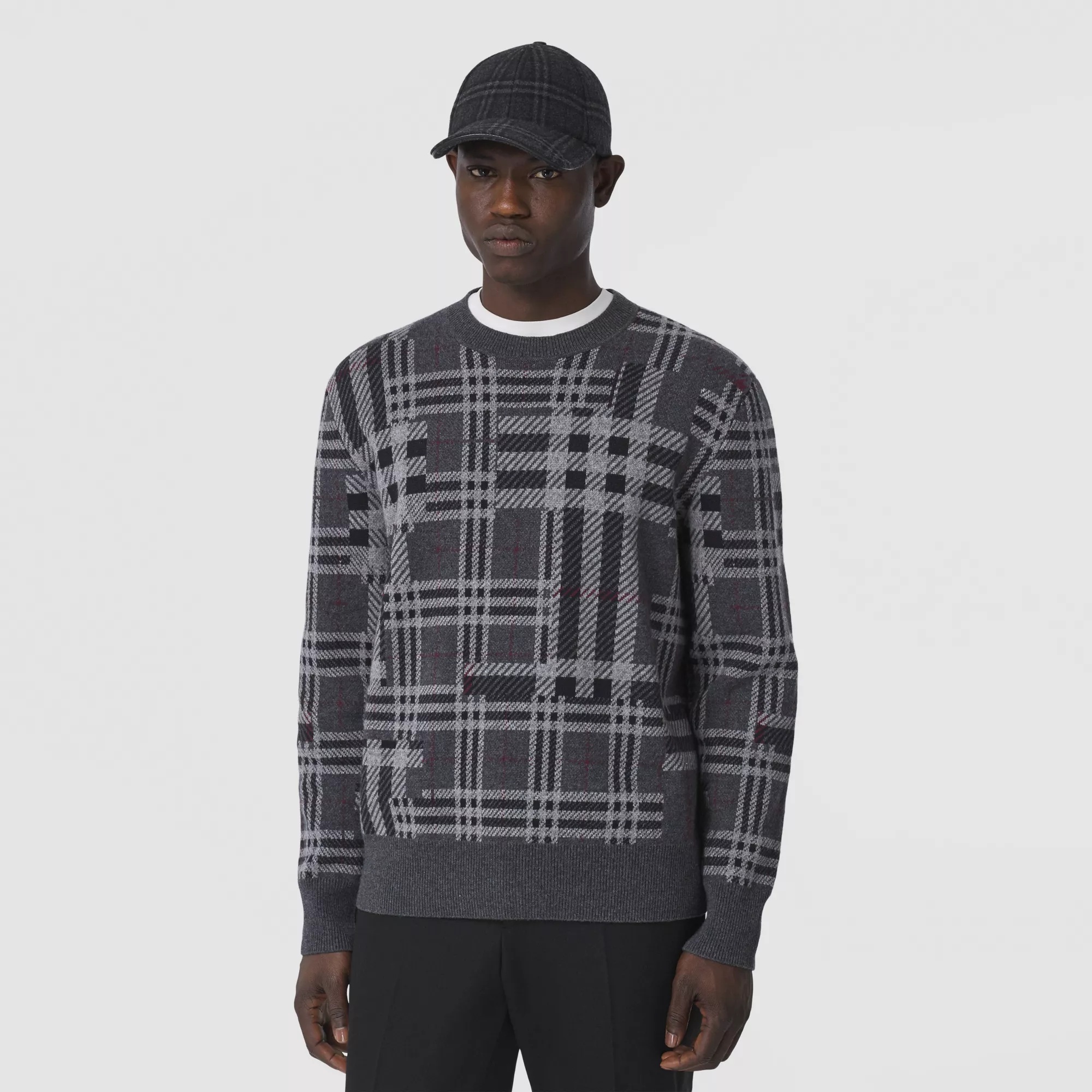 Shop Burberry Contrast-check Jumper In Black